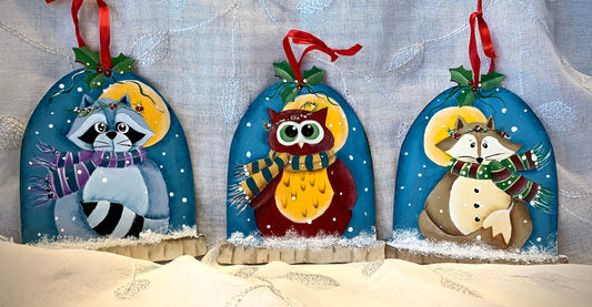 Woodland Christmas Ornaments - Set of 3